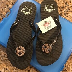 🌸Rhinestone Soccer ⚽️ Flip Flops